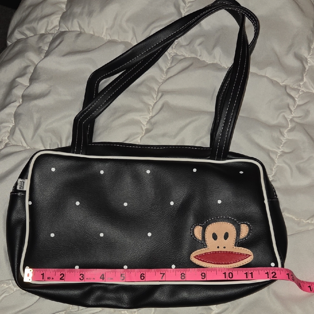 Paul Frank Black Bag with White Polka Dots and Monkey Patch